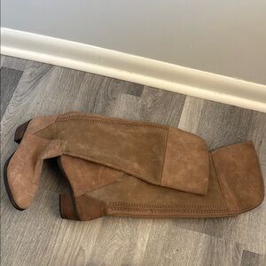 Tan Suede Knee-High Boots